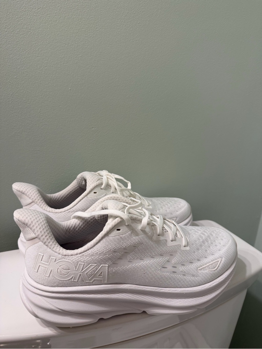 Hoka Women's All-White Buffered Running Shoes
